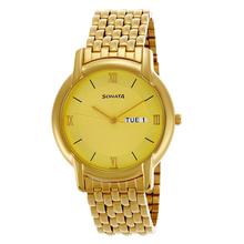 Sonata 7078Ym04 Gold Dial Analog Watch For Men