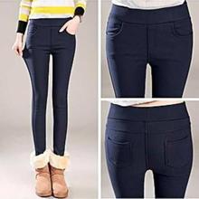 Navy Blue Stretchable Pant Inside Fleece For Women