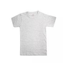 Grey Plain Half Sleeves Tshirt For Boys