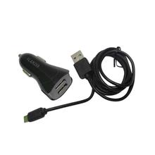 Dual Port USB Car Charger With Fast Charging Cable