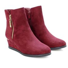 ZX 81168017 Suede Wedge Boots For Women - Red