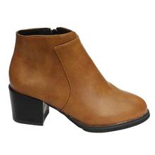 Solid Block Heeled Ankle Boots For Women