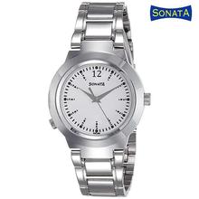 Sonata 90057SM01 White Dial Analog Watch For Women - (Silver)