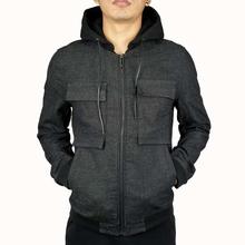 Classic Denim Hooded Jacket (Grey)