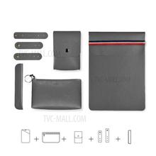 WIWU Elite 5-in-1 Protection Set up to14-Inch Macbook [Sleeve + Mice Pouch + Power Pouch + Cable Band + Pen Pouch] - Grey