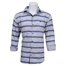 Blue/White Striped Cotton Full Sleeve Shirt For Men