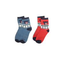 Combo Of 3 Pair Printed Socks For Kids -Red/Blue