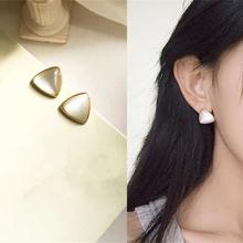 Grey Amber Stone Triangle Shaped Stud Earring