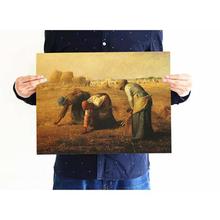 Millet Farmers In Field Design Old Style Decorative Poster Print Wall Decals