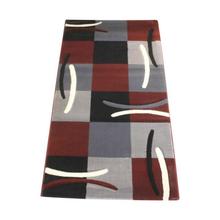 Maroon/Grey/Black Square Printed Floor Carpet (160 x 230cm)