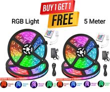 Buy 1 Get 1 Free RGB 5M Strip Multicolored Led Strip Lights 12V DC Powered With Remote