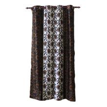 Floral Printed Cotton Fabric Window/Door Curtain - (Black/Brown)