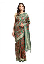 Stylee Lifestyle Green Banarasi Silk Jacquard Saree  - 2085