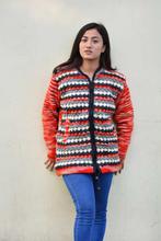 Orange Front Zippered Woolen Jacket For Women