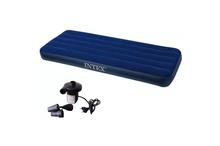 Intex Original Premium Single Inflatable Air Bed With Electric Air Pump (Blue)