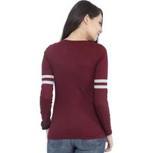 Solid Women Round Neck Maroon T-Shirt