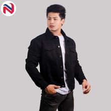 Nyptra Black Solid Denim Jeans Jacket For Men