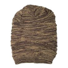 Long Korean Wool Knit Beanie Hat With Fur Inside - Beige