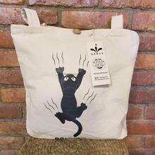 Cat Print Off White Canvas Tote Bag