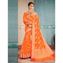 Stylee Lifestyle Orange Banarasi Silk Jacquard Saree (1753)