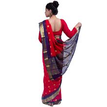 Banarsi Chiffon Saree with Zari Border (Red) For Women - 5011