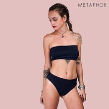 METAPHOR Black Solid Tube Bikini Set For Women(Plus Size)- MSS01B