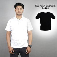 White Polo T-shirt with Free Plain T-shirt