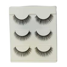 Black Handmade Natural Eyelashes For Women Set - 3 Pairs (3D-13)