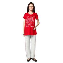Nine Maternity Red/Grey Printed Pyjama Set For Women -  5355