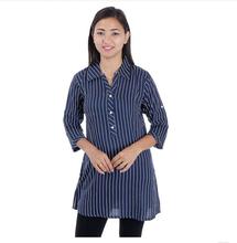 Navy Blue Quarter Sleeve Designed Tunic