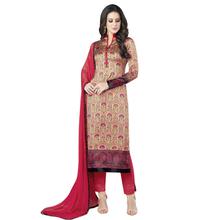 Stylee Lifestyle Beige Satin Printed Dress Material (1367)