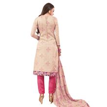 Style Lifestyle Designer Contrast Floral Resham Thread Work With Jari & Crystal, Digital Print Border Cream Kurtha with Cream Chiffon Dupatta