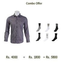 Turtle Checkered Full Sleeve Shirt for Men (4002) and Happy Feet 6 pair of Antibacterial Socks(1011)-Combo Offer