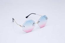 EAST Rimless Mirrored Hexagon Shaped Sunglass For Women- Multi