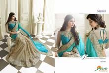 Blue & Cream Georgette Bollywood Sarees