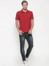 Peter England Men Red Solid Polo Collar T-shirt