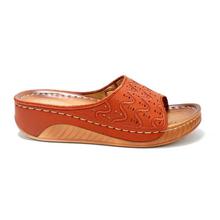 Mahogany Brown Laser-Cut Sandals For Women - 832-30