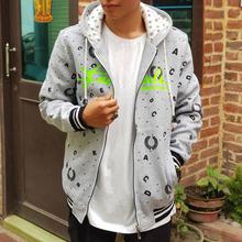 Grey High Quality Korean Made Printed Hoodie For Men