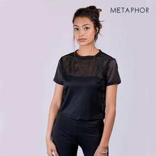 METAPHOR Black Mesh Top (Plus Size) For Women - MT50