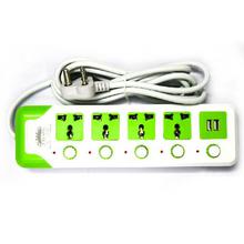 Multi-plug with 2 USB and 3 sockets
