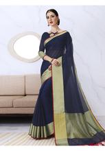 Stylee Lifestyle Navy Blue Kota Silk Woven Saree -1536