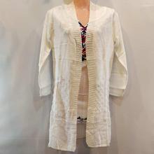 Woolen Outer - Front Open with Stretchable - Off White Color for Women