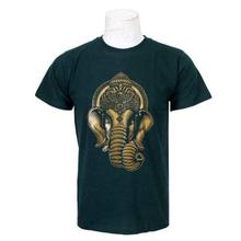 Dark Green Round Neck Ganesh Printed T-Shirt For Men