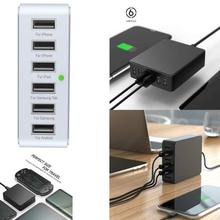 Efficient Universal High Speed 60W 6 Ports USB Charging Adapter- White