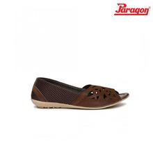 Brown Peep Toe Flat Shoes For Women-7500