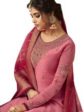 Stylee Lifestyle Pink Satin Embroidered Dress Material (2277)