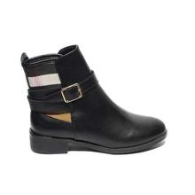 Black Solid Pu Leather Ankle Boot For Women