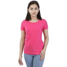 Pink Solid Round Neck T-Shirt For Women