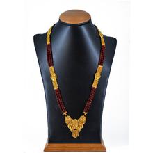 Flower Gold Toned Mangalsutra Three Line Necklace