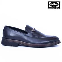 Caliber Shoes Black Penny Buckle Slip On Formal Shoes For Men - ( BH 526 C)